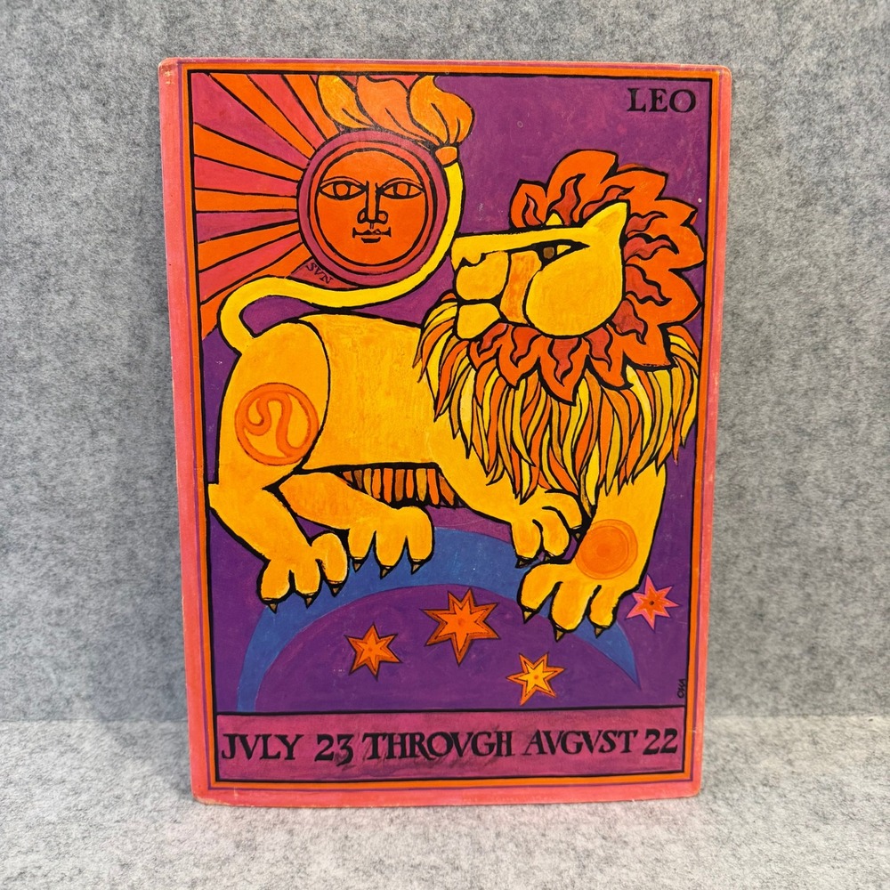 Vintage Late 1960s "Leo" Zodiac Poster Designed by Jane Teiko Oka